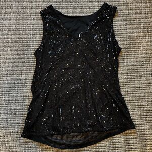 Grace Karin Asymmetrical Sequin Black Tank Top